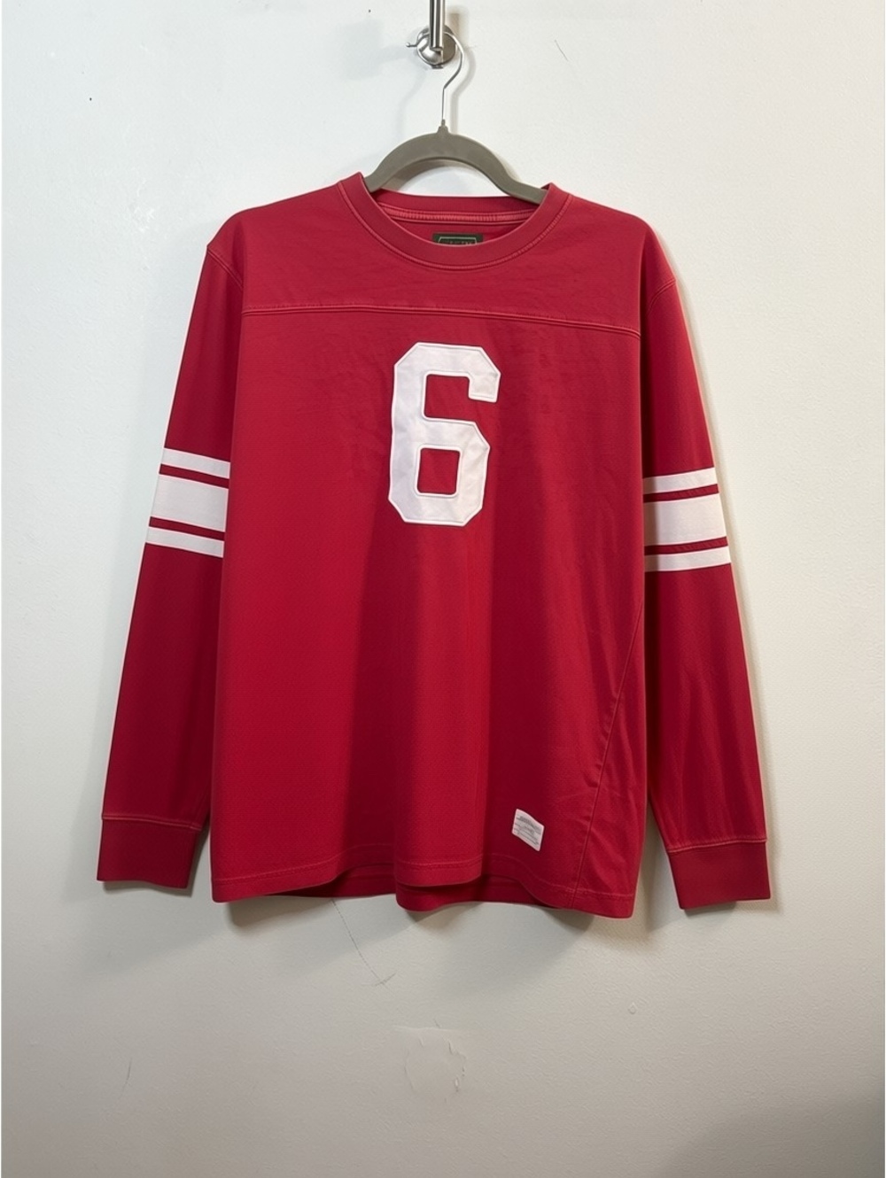 American Eagle Outfitters Football Jersey Long Sleeve Shirt Red White No. 6 XS